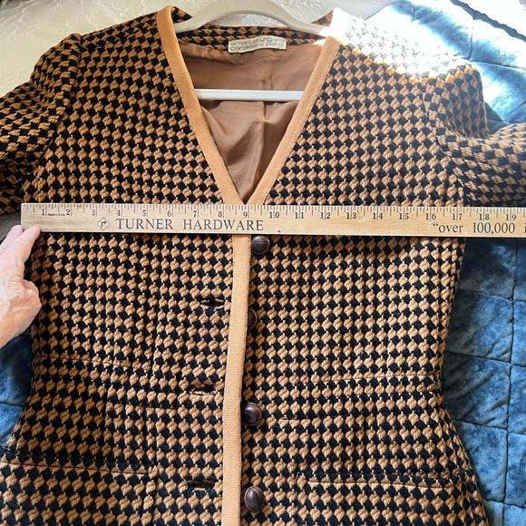 Vintage Ungaro Brown Houndstooth Women's Jacket Blazer Sz 6 US - Picture 6 of 8